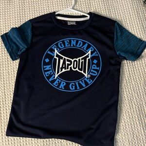 Tapout Navy Blue Tee with Heathered Teal Sleeves